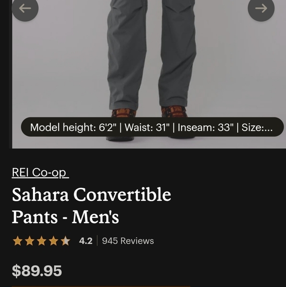 REI Men's Cargo Pants - 36x34 - Rust Red - Picture 7 of 7